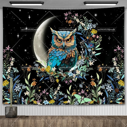 Psychedelic Bohemian Wall Tapestry For Living Room Moon Phase And Stars Tapestrys Butterfly Snake Tapestries Tarot Altar Cloths
