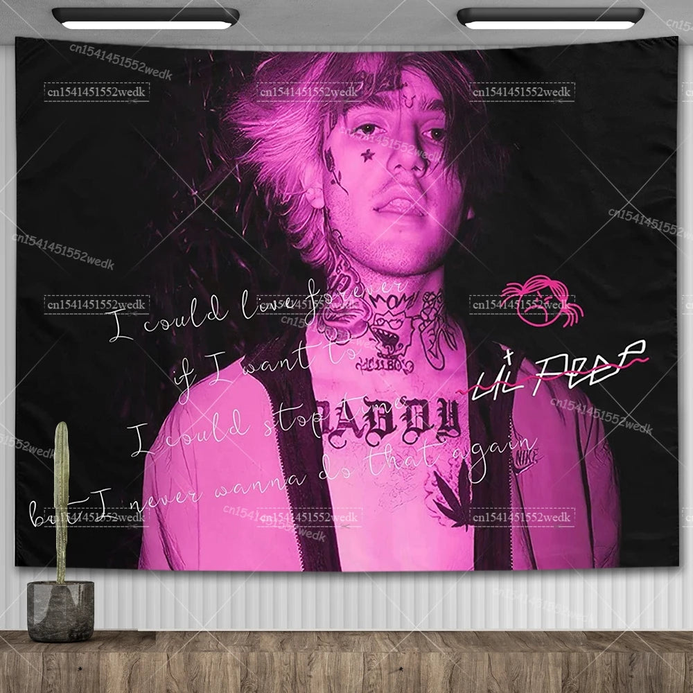 Lil Peep Tapestry Wall Hanging Look At The Sky Art Tapestry Blanket Black Hippie Witchcraft Tapestries Aesthetic Room Decor