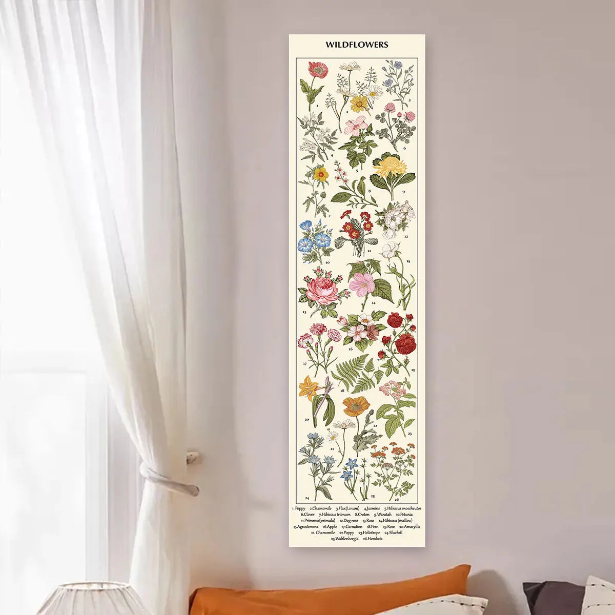 Floral & Plants Chart Vertical Tapestry Mushrooms Wall Hanging Reference llustrative Botanical Art Tapestry Flowers Home Decor