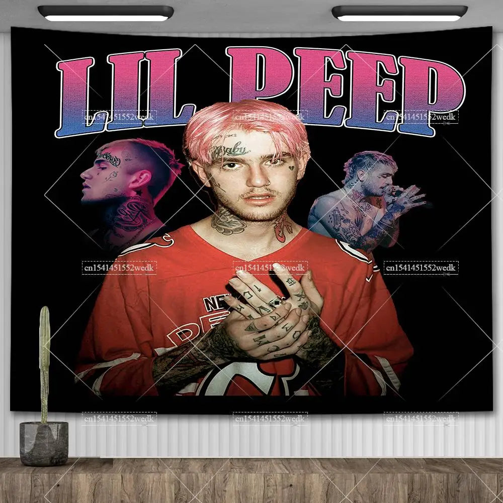 Lil Peep Tapestry Wall Hanging Look At The Sky Art Tapestry Blanket Black Hippie Witchcraft Tapestries Aesthetic Room Decor