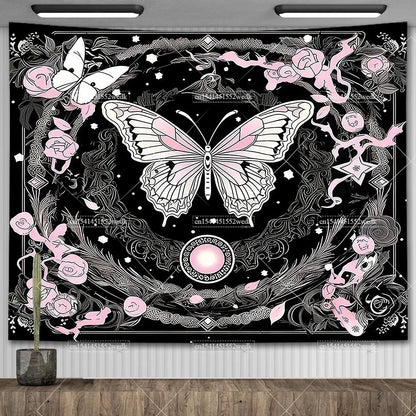 Psychedelic Bohemian Wall Tapestry For Living Room Moon Phase And Stars Tapestrys Butterfly Snake Tapestries Tarot Altar Cloths