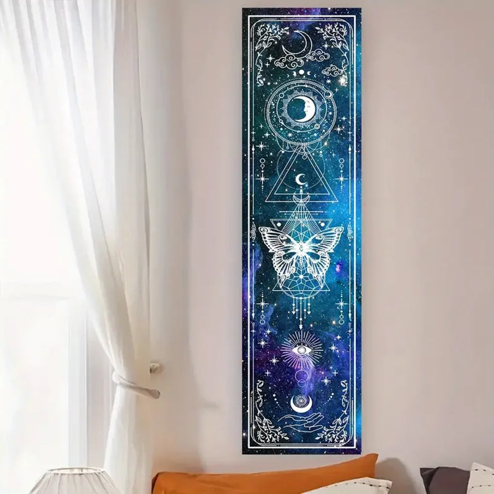 Butterfly Tapestry Sun and Moon Starry Sky Vertical Wall Hanging For Living Room Bedroom Gothic Witchy Aesthetic Home Decoration