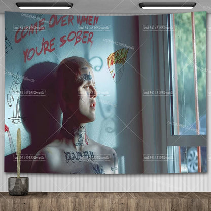 Lil Peep Tapestry Wall Hanging Look At The Sky Art Tapestry Blanket Black Hippie Witchcraft Tapestries Aesthetic Room Decor