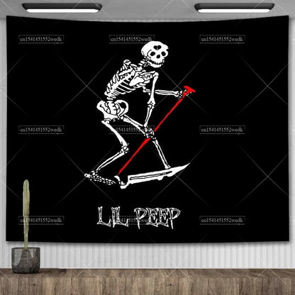 Lil Peep Tapestry Wall Hanging Look At The Sky Art Tapestry Blanket Black Hippie Witchcraft Tapestries Aesthetic Room Decor