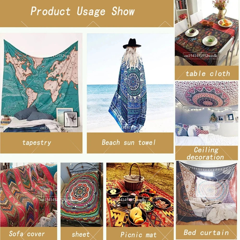 Psychedelic Bohemian Wall Tapestry For Living Room Moon Phase And Stars Tapestrys Butterfly Snake Tapestries Tarot Altar Cloths