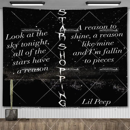 Lil Peep Tapestry Wall Hanging Look At The Sky Art Tapestry Blanket Black Hippie Witchcraft Tapestries Aesthetic Room Decor