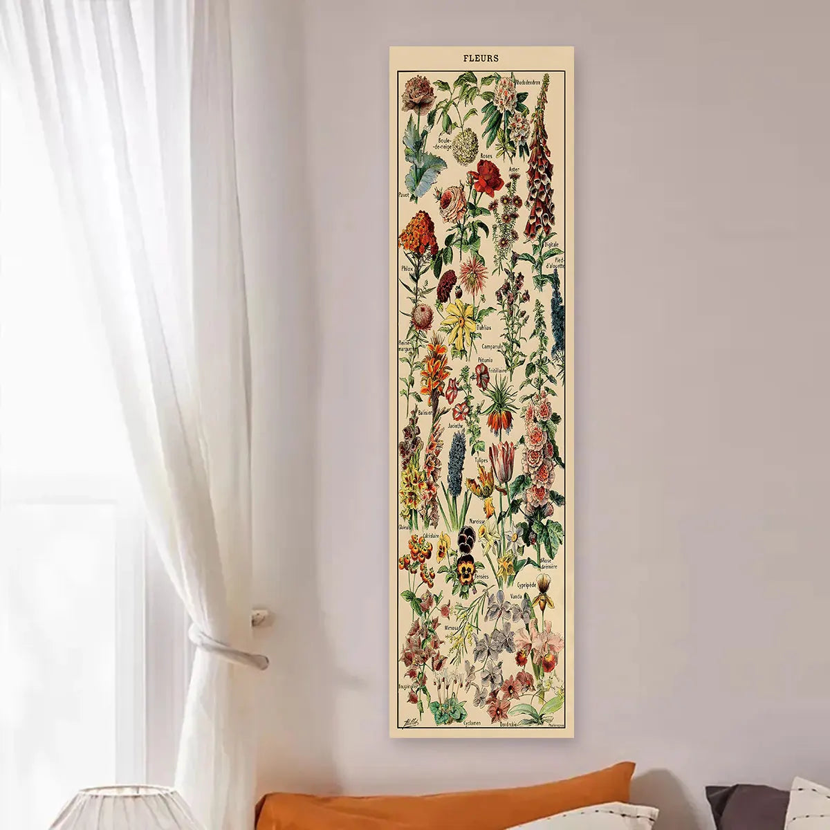 Floral & Plants Chart Vertical Tapestry Mushrooms Wall Hanging Reference llustrative Botanical Art Tapestry Flowers Home Decor