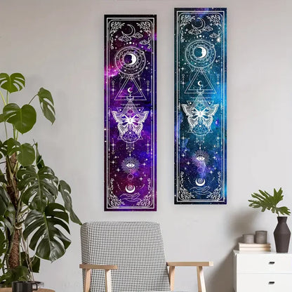 Butterfly Tapestry Sun and Moon Starry Sky Vertical Wall Hanging For Living Room Bedroom Gothic Witchy Aesthetic Home Decoration