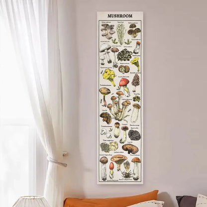 Floral & Plants Chart Vertical Tapestry Mushrooms Wall Hanging Reference llustrative Botanical Art Tapestry Flowers Home Decor