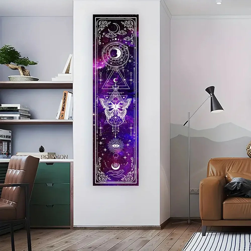Butterfly Tapestry Sun and Moon Starry Sky Vertical Wall Hanging For Living Room Bedroom Gothic Witchy Aesthetic Home Decoration