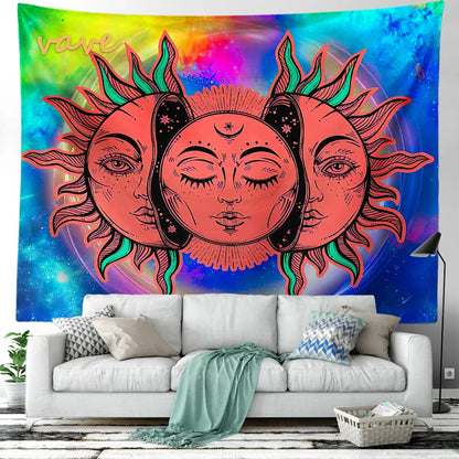 Witchcraft Astrology Mandala Tapestry Black and White Sun Moon Tarot Hippie Aesthetic Cloth Fabric Large Tapestry Wall Hanging