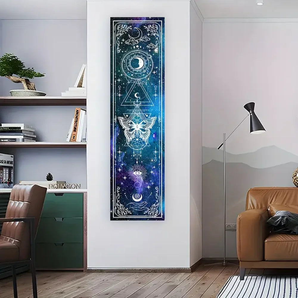 Butterfly Tapestry Sun and Moon Starry Sky Vertical Wall Hanging For Living Room Bedroom Gothic Witchy Aesthetic Home Decoration