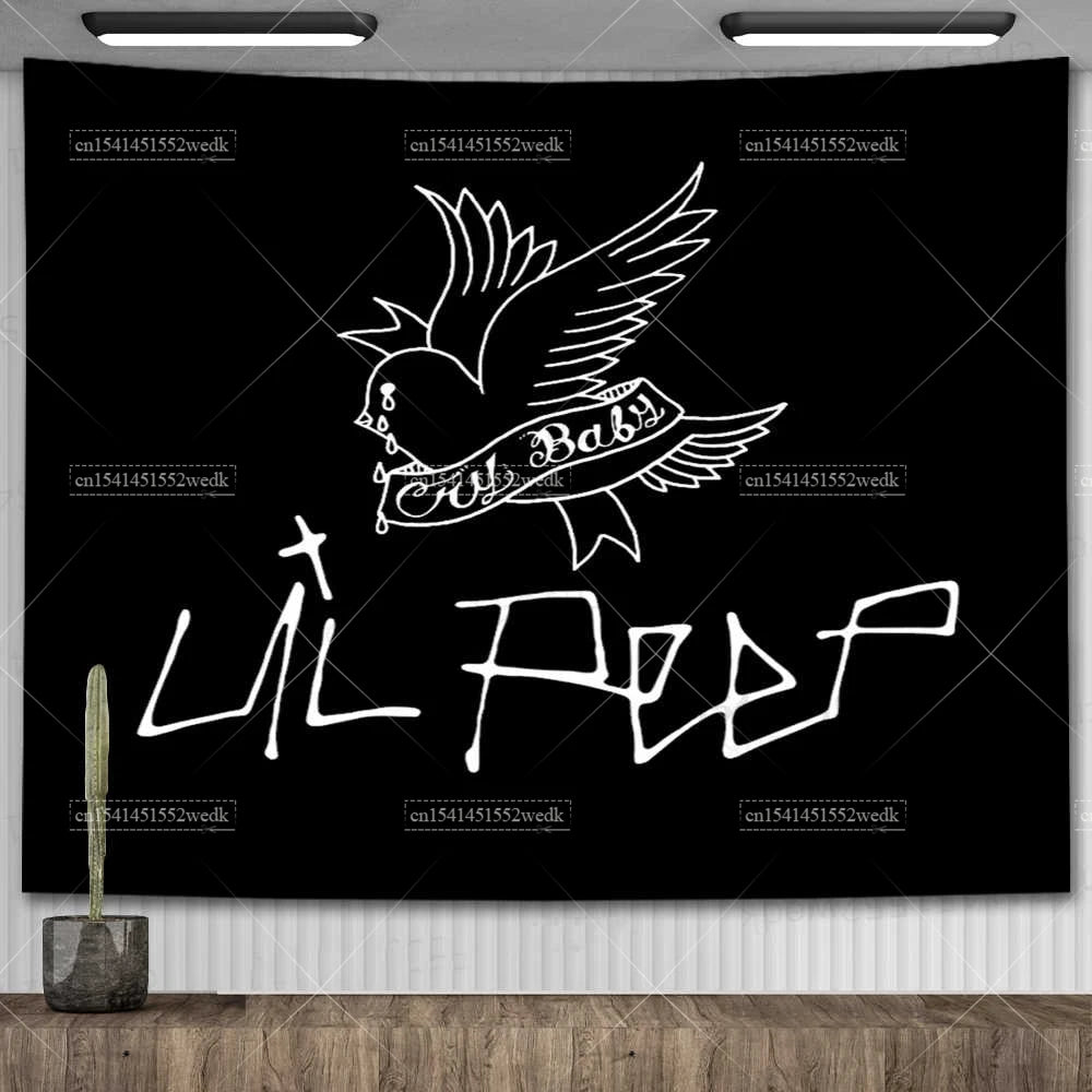 Lil Peep Tapestry Wall Hanging Look At The Sky Art Tapestry Blanket Black Hippie Witchcraft Tapestries Aesthetic Room Decor