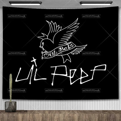 Lil Peep Tapestry Wall Hanging Look At The Sky Art Tapestry Blanket Black Hippie Witchcraft Tapestries Aesthetic Room Decor