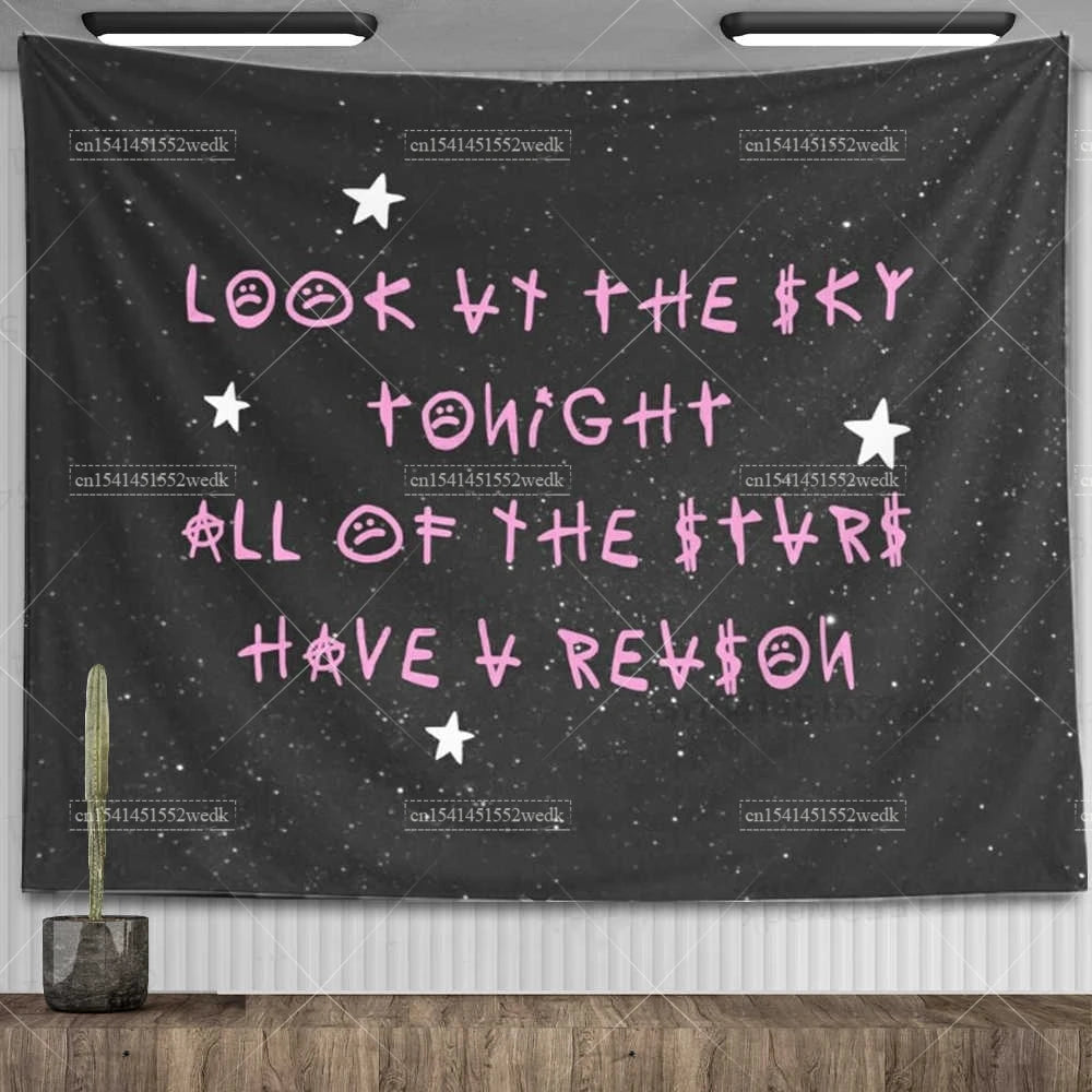 Lil Peep Tapestry Wall Hanging Look At The Sky Art Tapestry Blanket Black Hippie Witchcraft Tapestries Aesthetic Room Decor