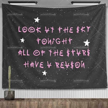 Lil Peep Tapestry Wall Hanging Look At The Sky Art Tapestry Blanket Black Hippie Witchcraft Tapestries Aesthetic Room Decor