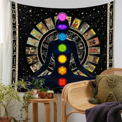 Moonlit Garden Tapestry Celestial Floral  Wall Hanging Moon Phase sun Starry black Botanical Hippie  Carpets Decor