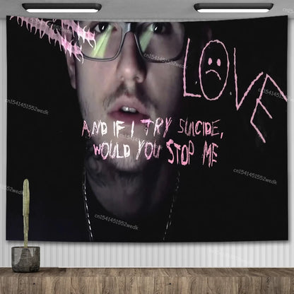 Lil Peep Tapestry Wall Hanging Look At The Sky Art Tapestry Blanket Black Hippie Witchcraft Tapestries Aesthetic Room Decor