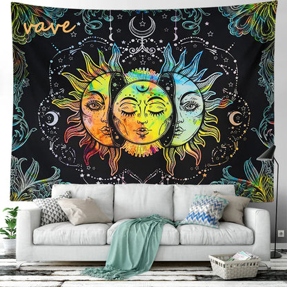 Witchcraft Astrology Mandala Tapestry Black and White Sun Moon Tarot Hippie Aesthetic Cloth Fabric Large Tapestry Wall Hanging