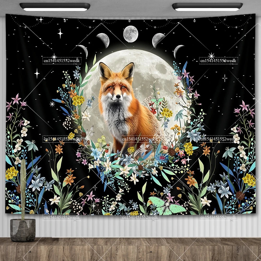Psychedelic Bohemian Wall Tapestry For Living Room Moon Phase And Stars Tapestrys Butterfly Snake Tapestries Tarot Altar Cloths