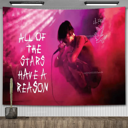 Lil Peep Tapestry Wall Hanging Look At The Sky Art Tapestry Blanket Black Hippie Witchcraft Tapestries Aesthetic Room Decor