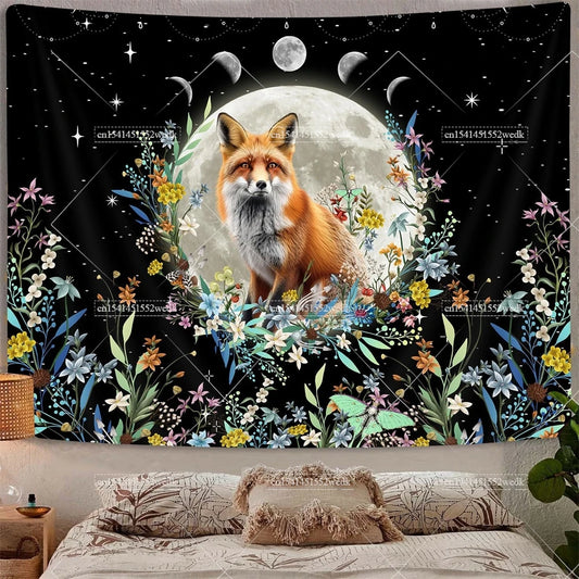 Psychedelic Bohemian Wall Tapestry For Living Room Moon Phase And Stars Tapestrys Butterfly Snake Tapestries Tarot Altar Cloths