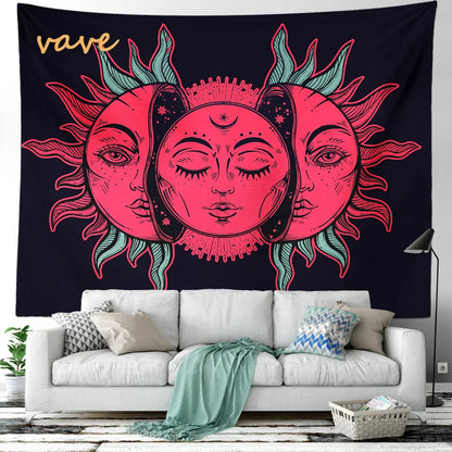Witchcraft Astrology Mandala Tapestry Black and White Sun Moon Tarot Hippie Aesthetic Cloth Fabric Large Tapestry Wall Hanging