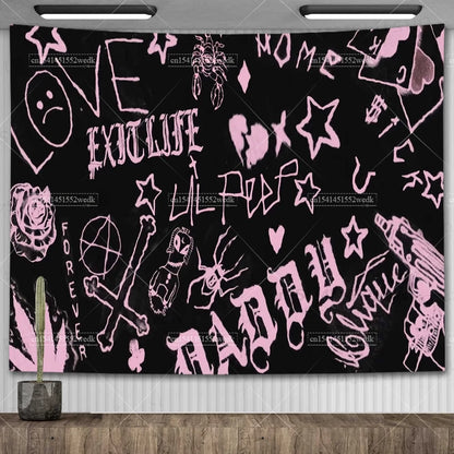 Lil Peep Tapestry Wall Hanging Look At The Sky Art Tapestry Blanket Black Hippie Witchcraft Tapestries Aesthetic Room Decor
