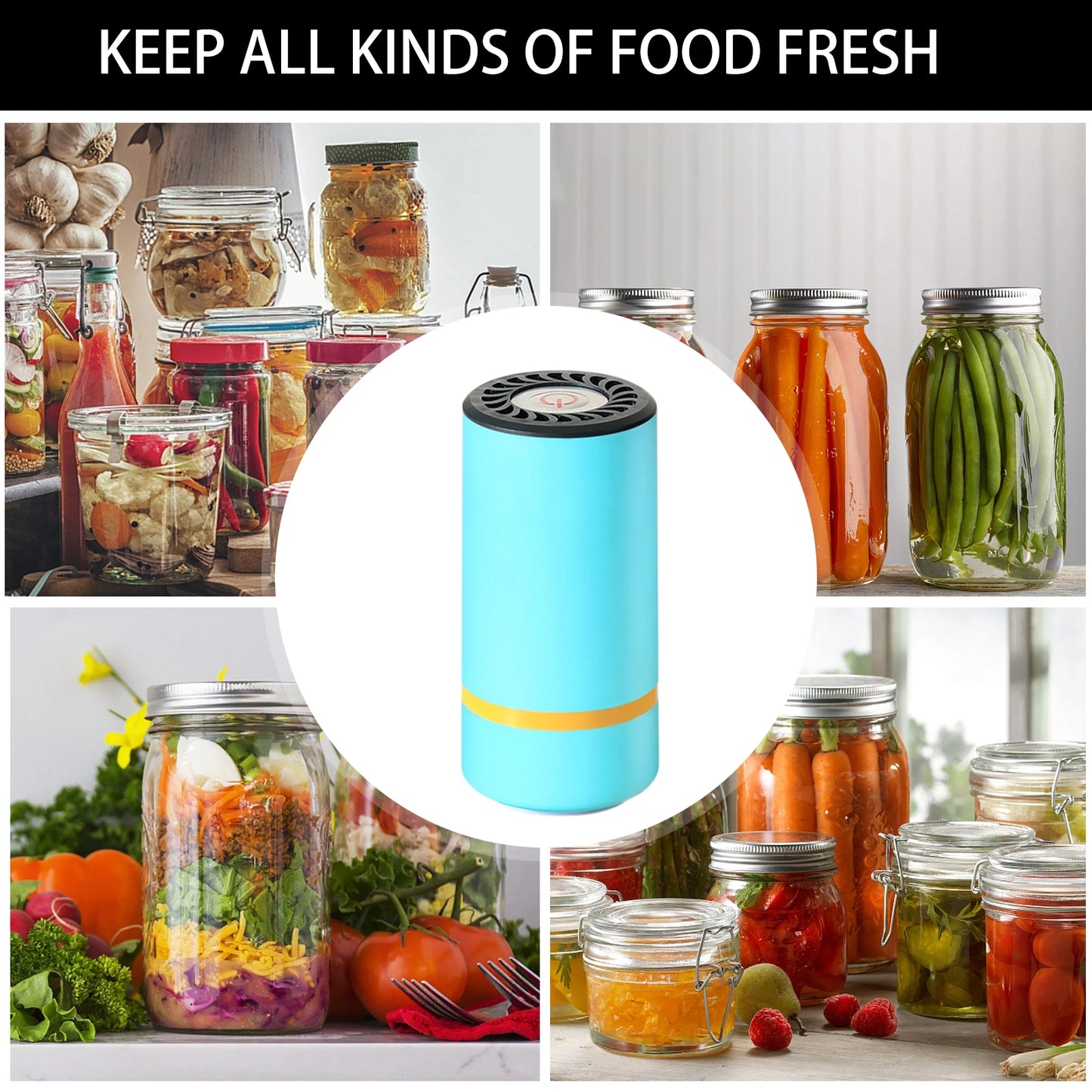Universal Mason Jar Sealer Vacuum Kit BAP Free Vacuum Sealing Machine Food Storage Wear-Resistant for Wide Mouth Kitchen Gadgets