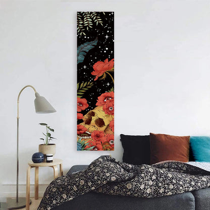 Moon Starry Sky Skull Wall Decoration Floral Mushroom Vertical Tapestry Wall Hanging For Living Room Bedroom Home Room Decor