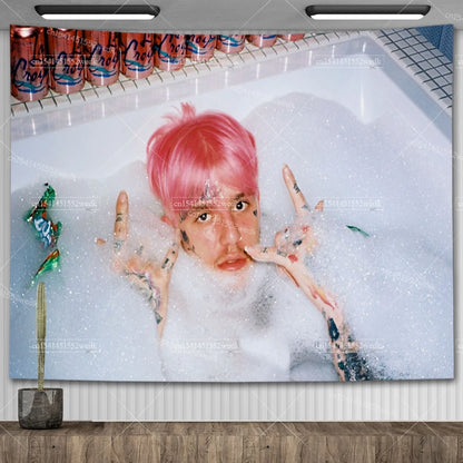 Lil Peep Tapestry Wall Hanging Look At The Sky Art Tapestry Blanket Black Hippie Witchcraft Tapestries Aesthetic Room Decor
