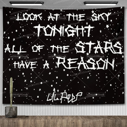 Lil Peep Tapestry Wall Hanging Look At The Sky Art Tapestry Blanket Black Hippie Witchcraft Tapestries Aesthetic Room Decor
