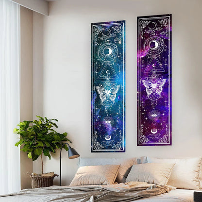 Butterfly Tapestry Sun and Moon Starry Sky Vertical Wall Hanging For Living Room Bedroom Gothic Witchy Aesthetic Home Decoration